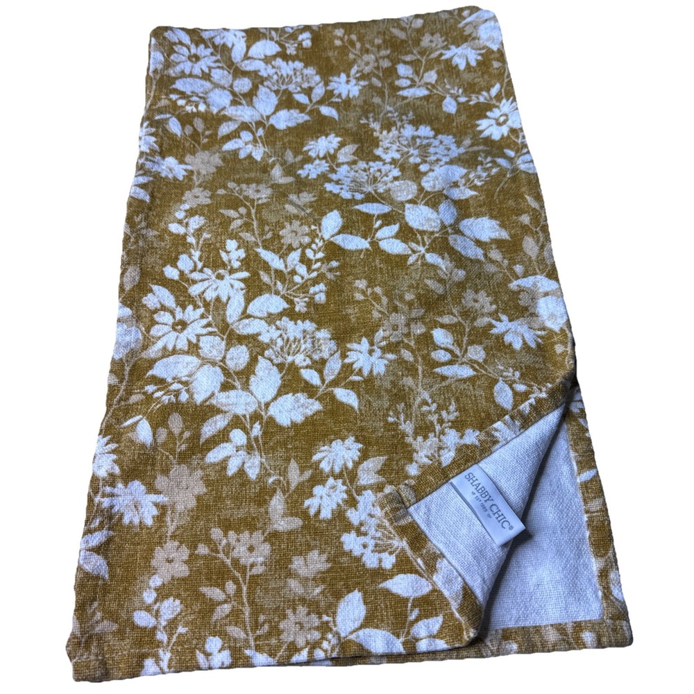 Shabby Chic Table Runner Flowers Mustard Yellow  Table Linen Look 12X63"